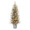 6ft. Pre-Lit Flocked Slim Arctic Fir Artificial Christmas Tree in Stump Planter, Color Select LED Lights